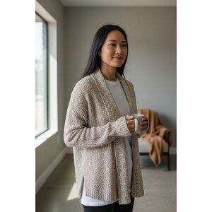 Croft & Barrow Women’s Open Front Cardigan Sweater Small Beige Knit Cozy